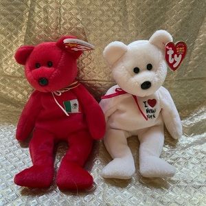 Beanie babies Mexico and New York.